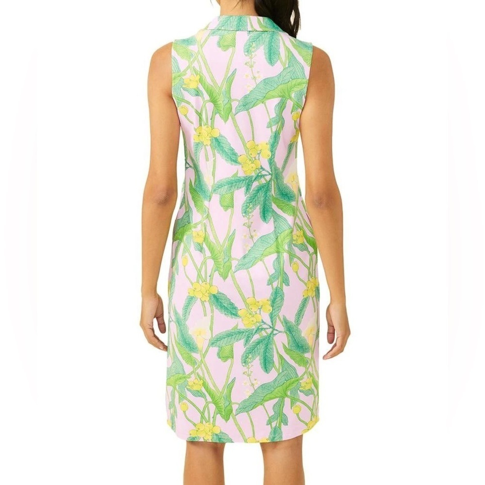 J.McLaughlin Catalina Cloth Ayla Dress Lily Frond Light Pink Green Size Medium - Picture 3 of 8